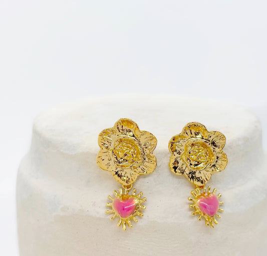 Boucles d'oreilles Flores Octobre Rose