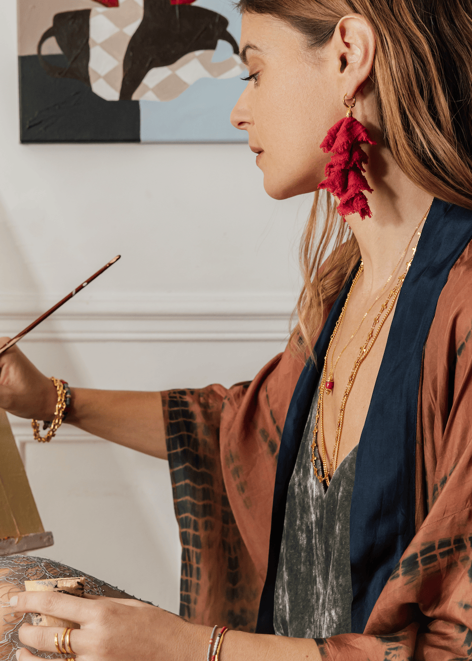 Elise Tsikis Paris Boucles d'oreilles Galatas Rouge