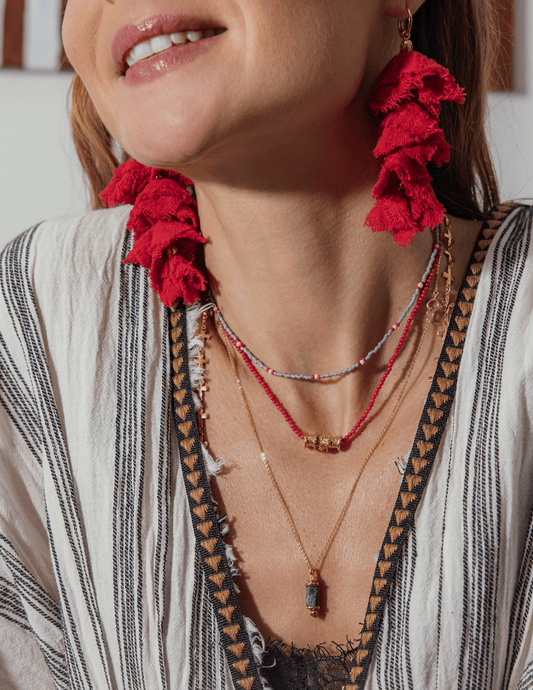 Elise Tsikis Paris Boucles d'oreilles Galatas Rouge