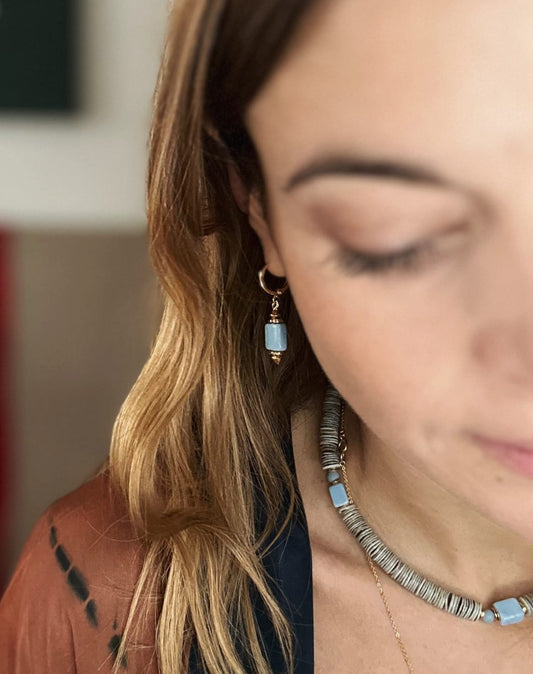 Elise Tsikis Paris Boucles d'oreilles Lasta bleu