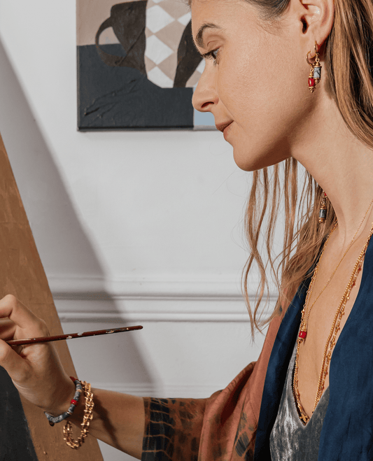 Elise Tsikis Paris Boucles d'oreilles Lasta rouge
