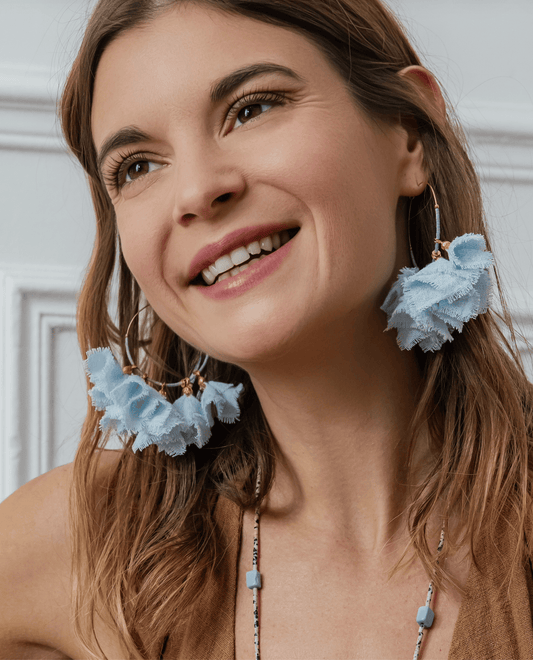 Elise Tsikis Paris Boucles d'oreilles Lisoura Bleu