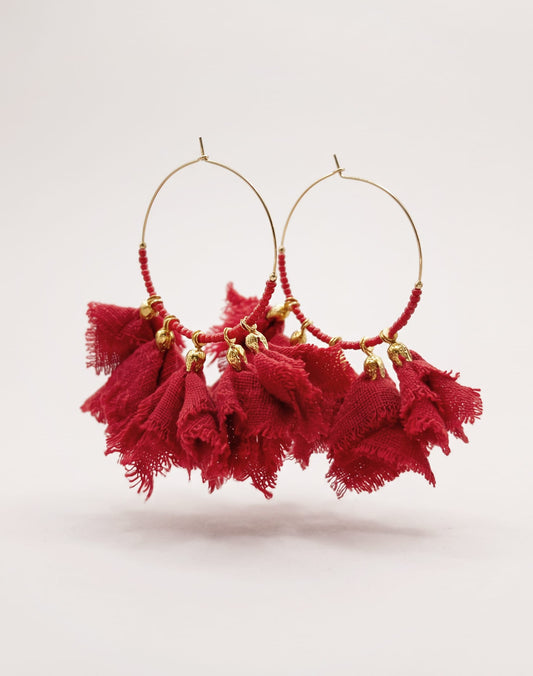 Elise Tsikis Paris Boucles d'oreilles Lisoura rouge