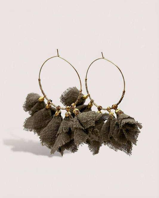 Elise Tsikis Paris Boucles d'oreilles Lisoura vert