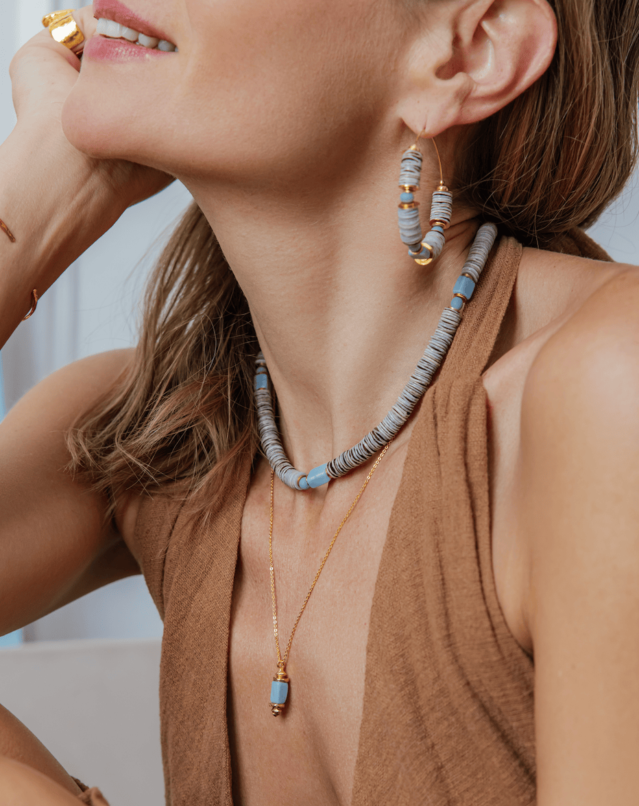 Elise Tsikis Paris Collier Alika bleu
