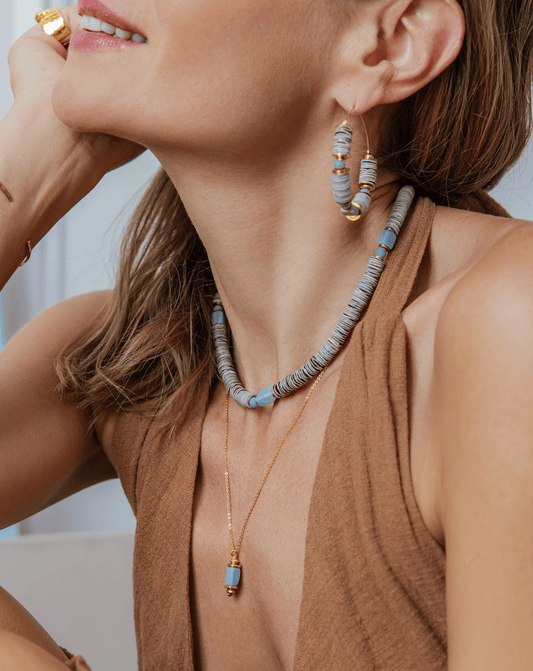 Elise Tsikis Paris Collier Alika bleu
