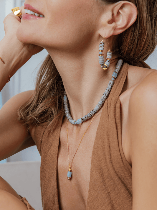 Elise Tsikis Paris Collier Alika bleu